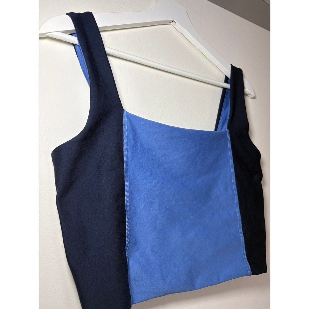 YPB Your Personal Best Crop Top Large Blue Black Colorblock Square Neck Tank - Picture 2 of 4